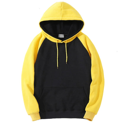 Color Collision Hoodie Men Women Autumn Winter Loose Oversized Clothing Warm Fleece Raglan Splicing Hooded Couple Sweatshirts Badiee Stylez