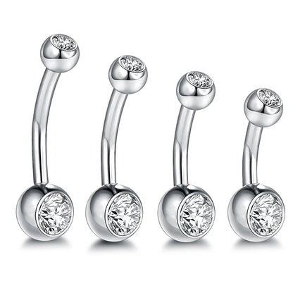 10pcs/lot Titanium CZ Crystal Belly Button Ring Navel Bar Piercing 6/8/10/12mm Belly Nombril Piercing Sexy Jewelry for Women 14G Badiee Stylez