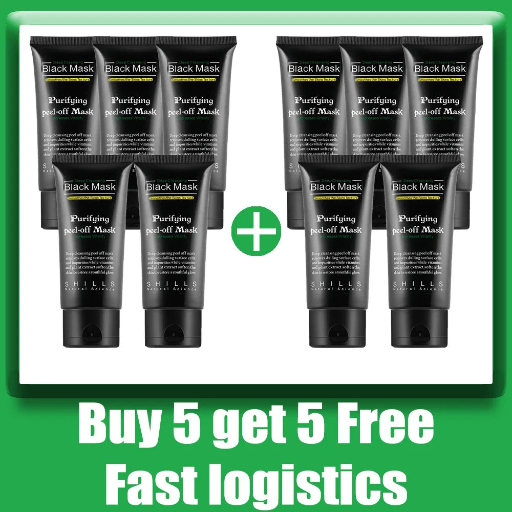 Bamboo Charcoal New Suction Face Deep Cleansing Black Mud Mask Blackhead Remover Peel-Off Mask Easy To Pull 10pcs