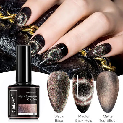 6Colors 9D Galaxy Chameleon Cat Eye Nail Gel Polish Magnetic Long Lasting Shining Magnet Cat Eye Nails Art Soak Off UV Gel 8ml GY91-5