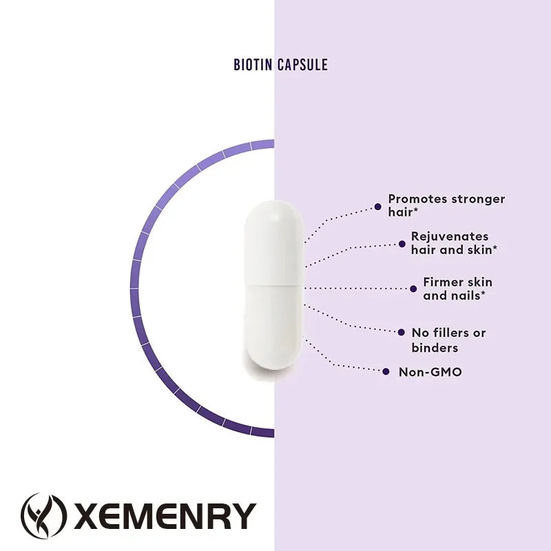 Biotin 10,000mcg - with Coconut Oil Vitamin for Hair Growth, Natural Hair, Skin and Nails - Non-GMO