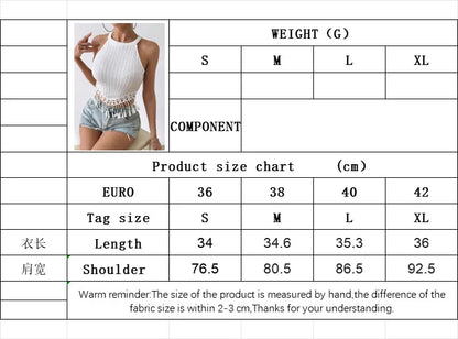 Fairyshely 2025 Sexy Female Solid Sleeveless Top Summer Women Hollow Tassels Short Vest Lady Off Shoulder Halter Clud Crop Tops