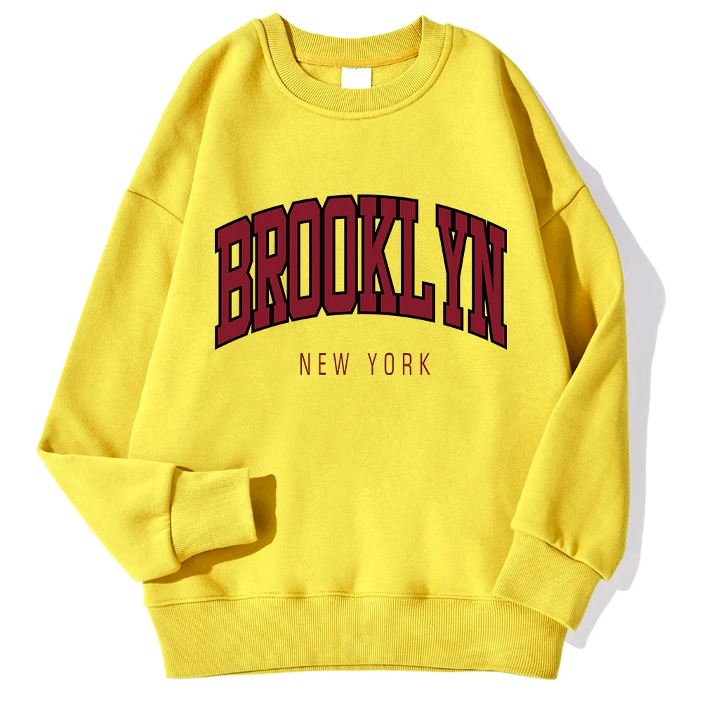 Brooklyn New Work Printed Hoodies Women Cotton Colorful Clothes Basic Trend Hooded Tops Be Durable Harajuku Hoodie Womens Yellow