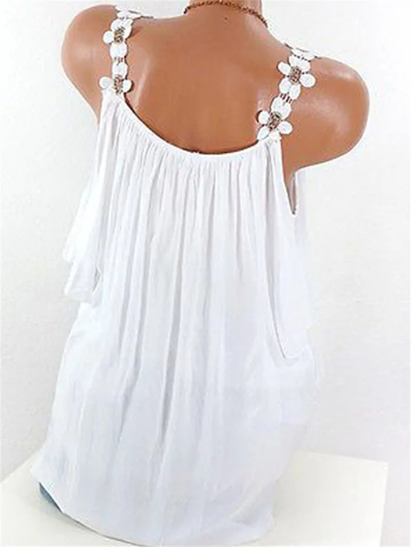 Fashion Summer Off Shoulder Women Blouse with Lace Flower 2025 Short Sleeve O-neck Shirt Sexy Lady Solid Top Loose Clothes 24933