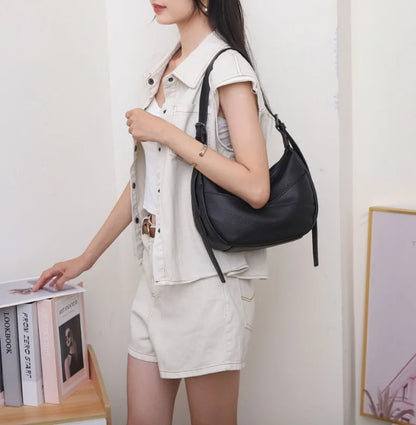 2025 Top-Grain Leather Crossbody Bag for Women Spacious Convertible Shoulder Purse, Commuter Organizer Fits Laptop