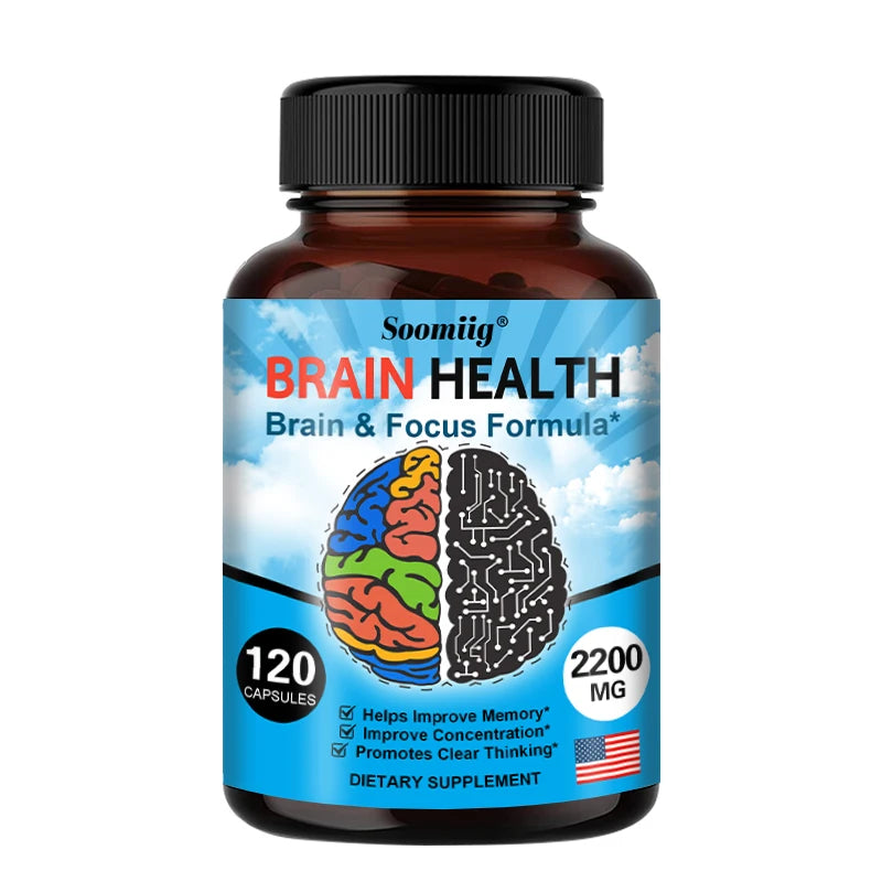 2200 mg Brain Booster with Vitamin B6, B12 supplement to support memory, mental clarity and immune system health. 120coumt United States