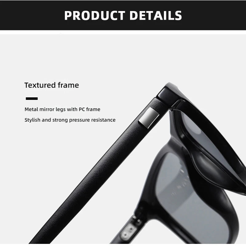 Luxury Square Photochromic Sunglasses Men Women Classic Black Polarized Sun Glasses Male High Quality Chameleon Driving Shades