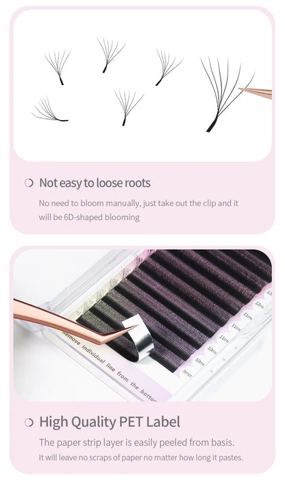 ANNAFRIS W Shape 6D Volume Eyelash Extension False Mink Soft Natural Premade Fans Lash 6D W Shaped Easy Faning Eyelashes