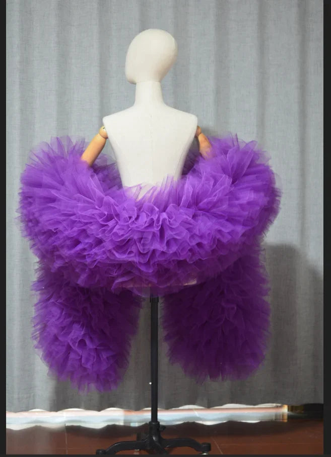 Fashion Stage ball party Club fluffy Ruffle edge tulle boas shawl cape wraps tippet cappa opera cape wedding accessory Badiee Stylez