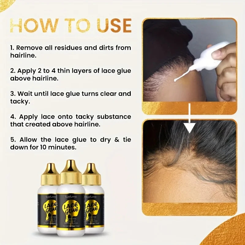 Hair Adhesive,Wig Glue,New Brush Head Design,Invisible and Light Beige-friendly Formula, Strong and Long-lasting Hold