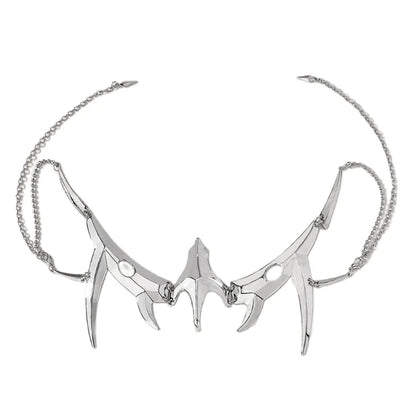 Punk Irregular Mask Gothic Mechanical Alien Fluid Face Accessories Metal Earrings for Women Men Halloween Party Jewelry B