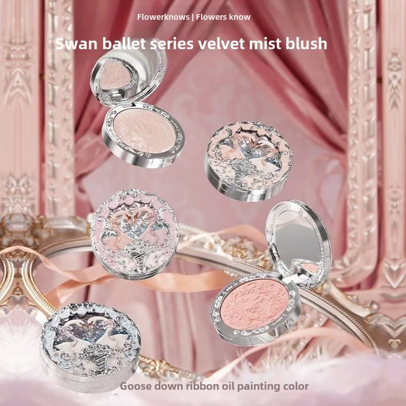 Flower Knows Makeup Sets Swan Ballet Series Gift Box Lipstick Blush Eyeshadow Palette Handheld Mirror Makeup Gift Box
