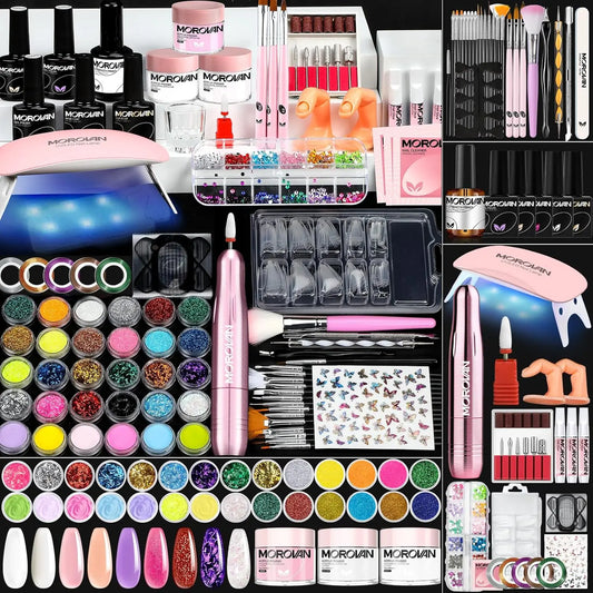 Morovan Nail Set: Beginner Professional Nail Set with Diamond Powder Nail Art, Suitable for Beginners Acrylic Nail Set United States