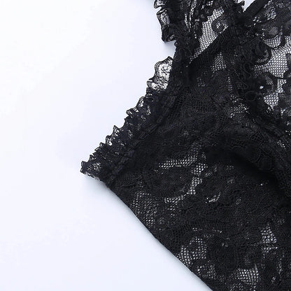 Punk Bolero Shrug Top Trad Goth Black Shawls Flared Sleeve Cover Wraps for Evening Dresses Short Cardigan See-Through Lace Shrug