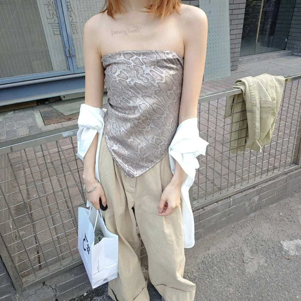 Headwear Y2K Snake Print Hair Scarf Soft Hip Hop Serpentine Hair Band Square Turban Snake Punk Bandana Streetwear