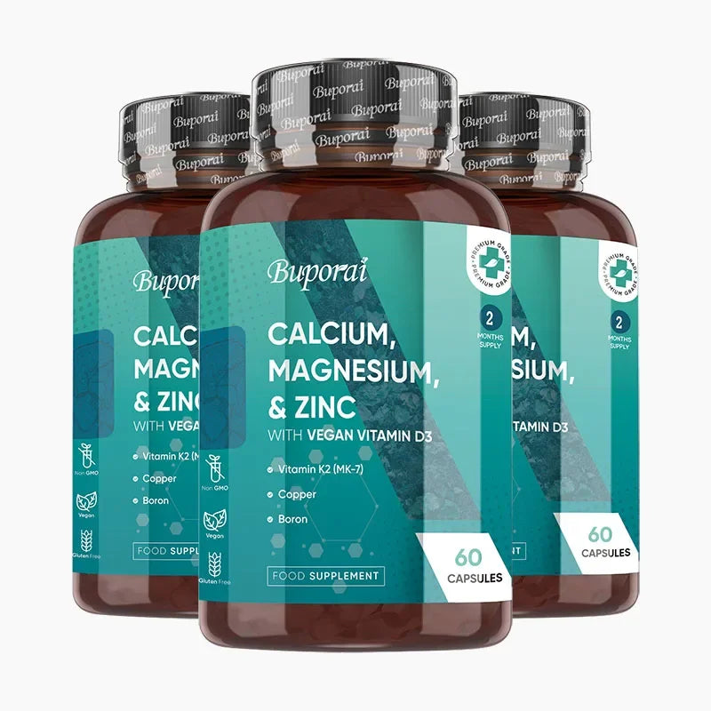 Calcium, Magnesium, Zinc and Vitamin D Supplement - Supports Immune System and Bone Health and Enhances Nutrient Absorption 60 Capsule-3bottles