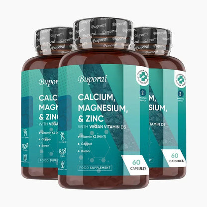 Calcium, Magnesium, Zinc and Vitamin D Supplement - Supports Immune System and Bone Health and Enhances Nutrient Absorption 60 Capsule-3bottles