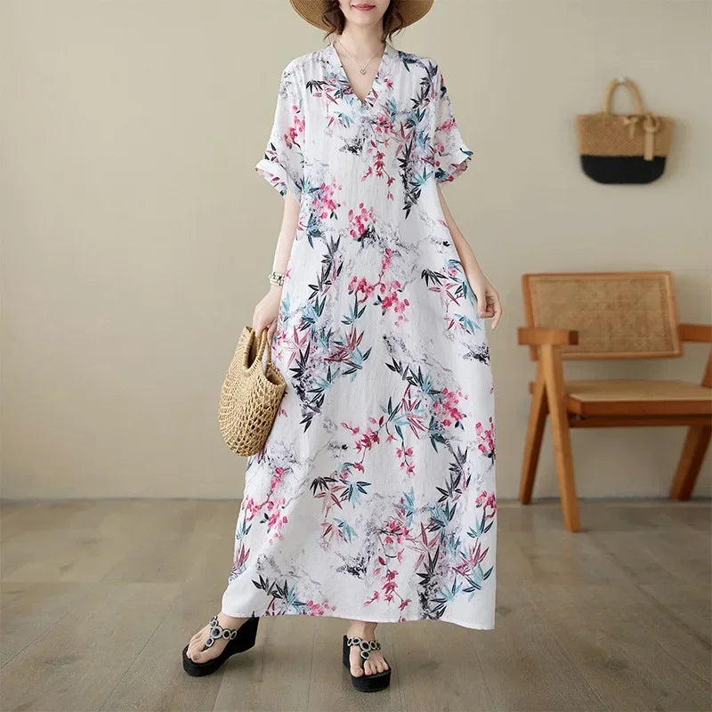 Summer Dress for Women Clothing Long Dress Fashion Clothes Cotton Vintage Harajuku Elegant Streetwear Maxi Beach Dresses G One Size