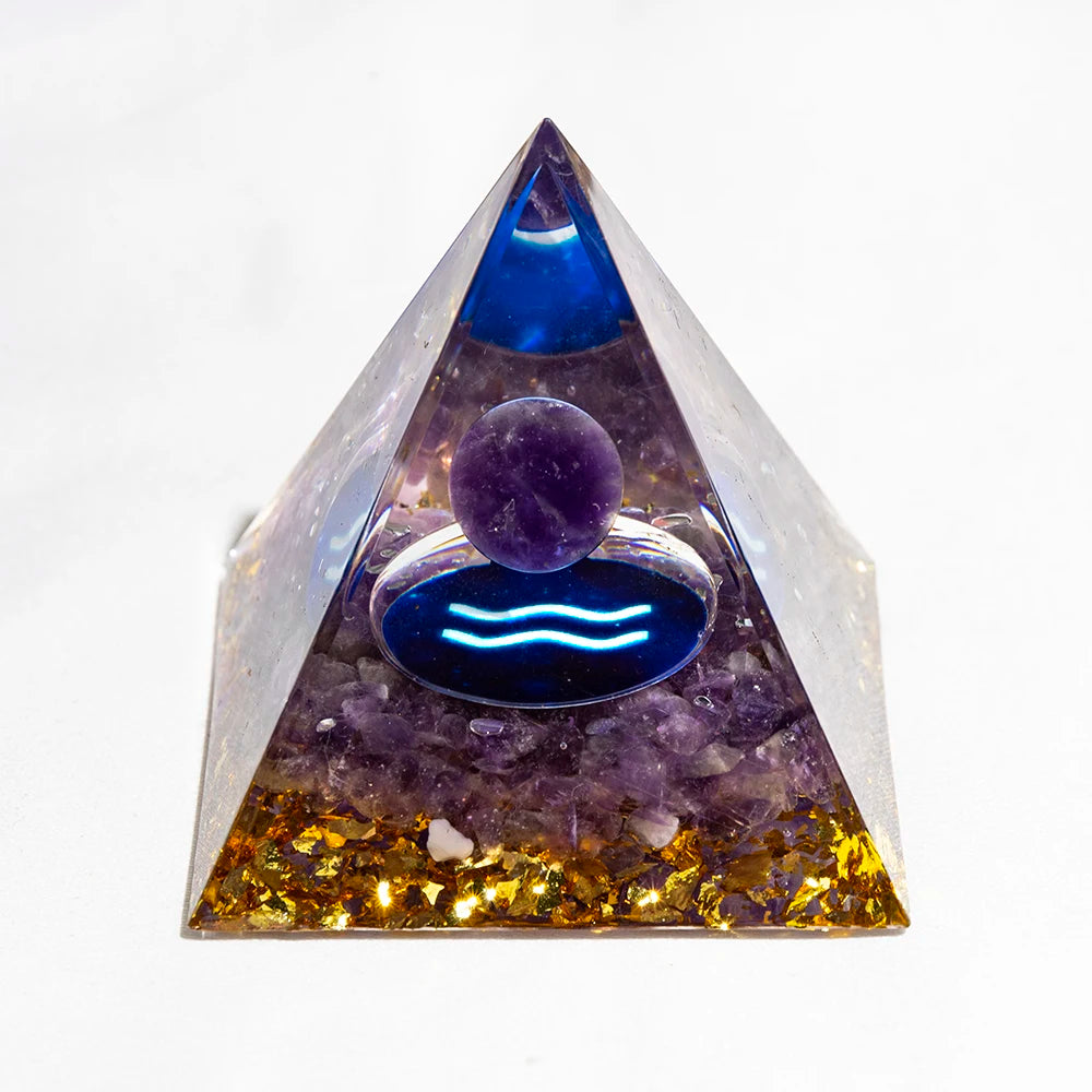 Natural Crystal Energy Generator Pyramid Peridot Amethyst Reiki Healing Chakra Resin Pyramid Egyptian Decor Room Decoration 1pc