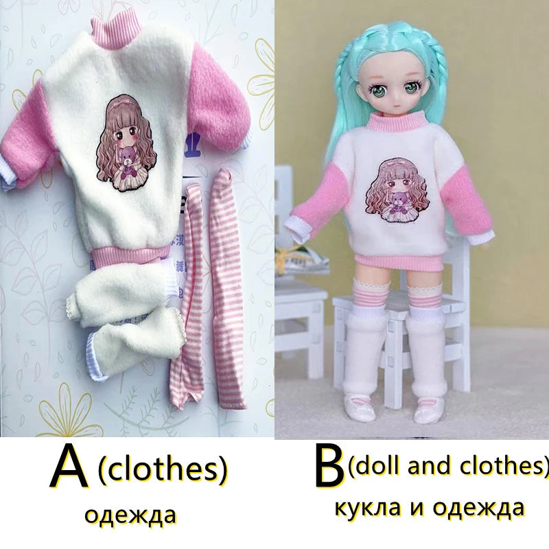 30cm Two-dimensional Doll Comic Face 1/6 Bjd Doll or Dress Up Clothes Children's Girl Birthday Gift Toys Kids Toys 5
