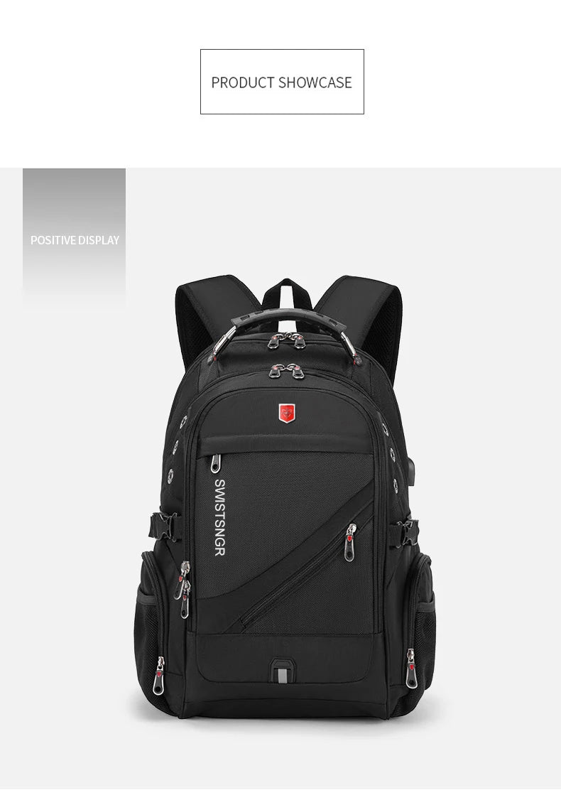 Waterproof 15.6/17.3 Inch Laptop Backpack Men USB Charging Swiss Backpack Travel Women Rucksack Male Vintage School Bag Mochila