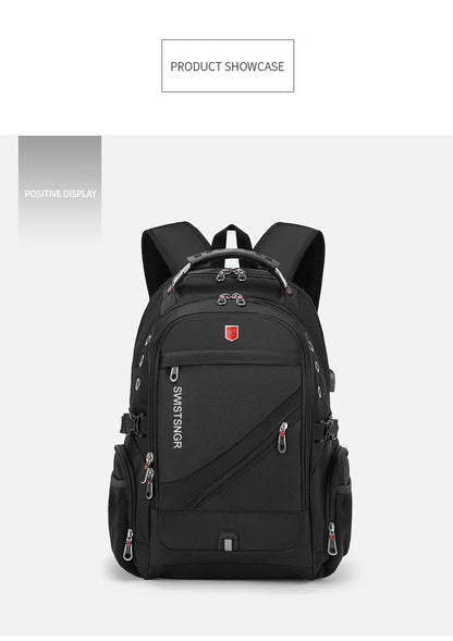 Waterproof 15.6/17.3 Inch Laptop Backpack Men USB Charging Swiss Backpack Travel Women Rucksack Male Vintage School Bag Mochila