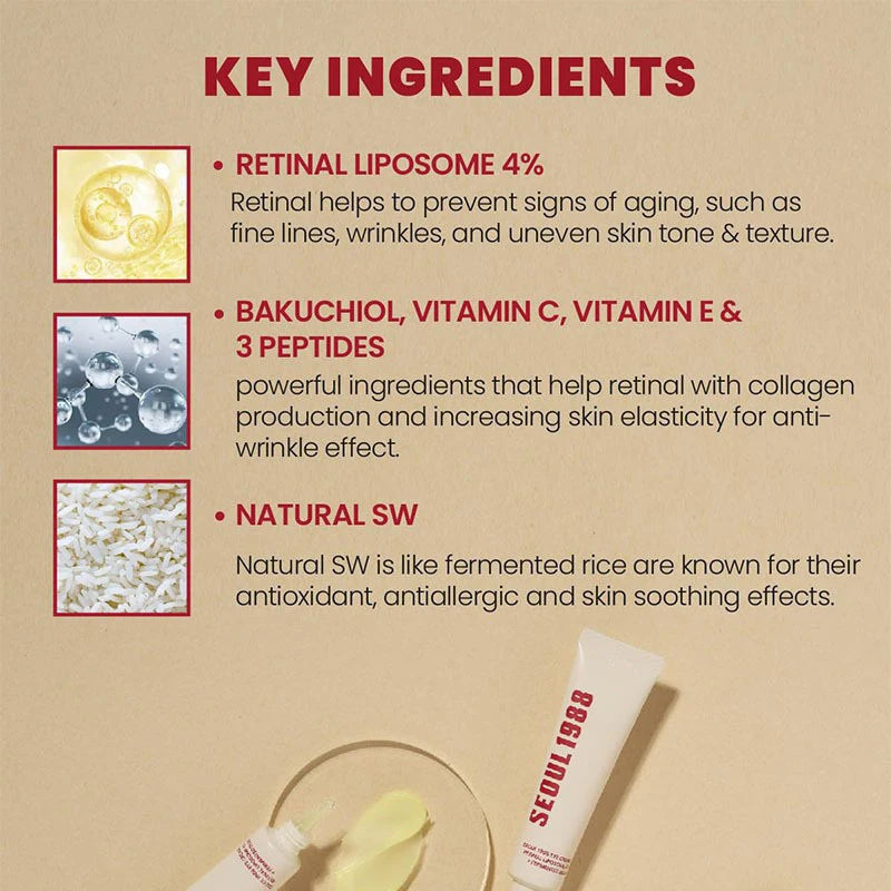 Seoul 1988 100ml Retinal Serum Brand Ginseng Eye Cream Closed Comedones Brighten Face Sunscreen Moisturize Korean Care Essence