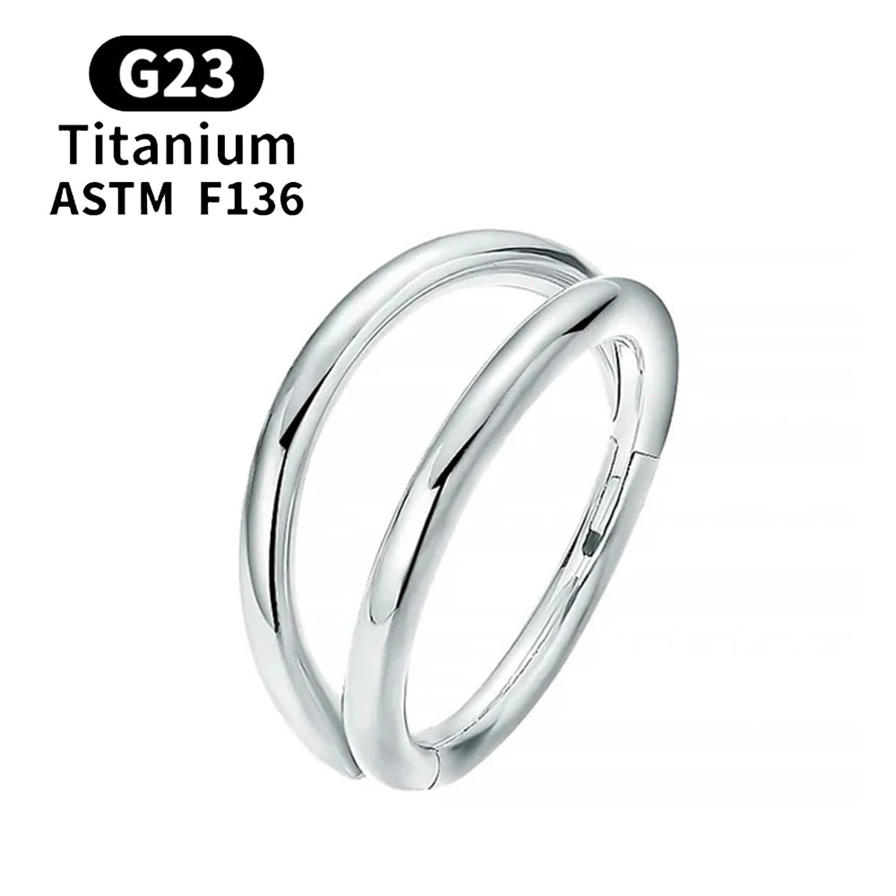 F136 G23 Titanium Nose Ring 16G Hinged Segment CZ Septum Clicke Daith Earrings Hoops Ear Cartilage Tragus Helix Piercing Jewelry Silver Color 7 CHINA