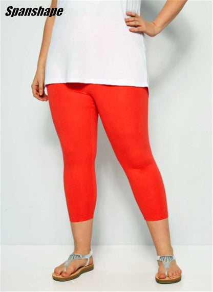 Women Capris Plus Size Curve Cropped Leggings Ultra Strech White Blue Orange Black Stretchy Work Out Leggings 2X 3X