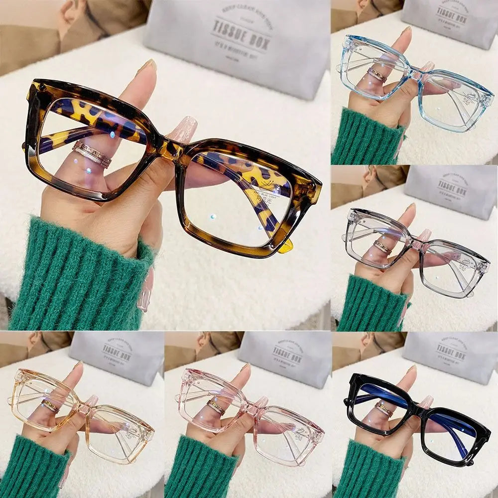2024 Oversized Square Glasses Anti Blue Light Glasses Large Frame Myopia Glasses Flat Light Glasses Transparent Eyeglasses Badiee Stylez