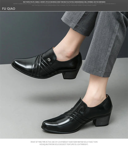 Men Formal Oxford Shoes Casual Business Office Party Loafers Men's High Heels Shoes Classic Men Shoes PU Leather Dress Shoes