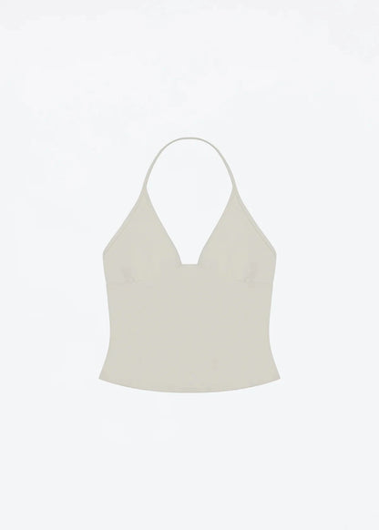 Tank triangle cup halter V-neck backless crop top Hayley's same style strappy top low-cut backless top soybean