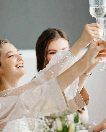 Pearl Robe For Women Long Sleeve Wedding Morning Robe Party Shawl Floor-Length Bridal Cape Sexy pearl robe Lantern Sleeve