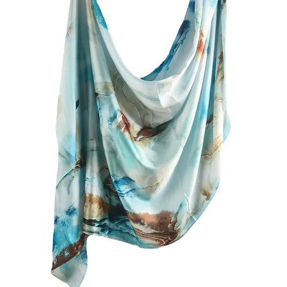 180×85cm Water Print Shawl Hijab Scarves Muslim Ethnic Woman Chiffon Silk Bandanas Printed Hijabs 2025 03 >8Y