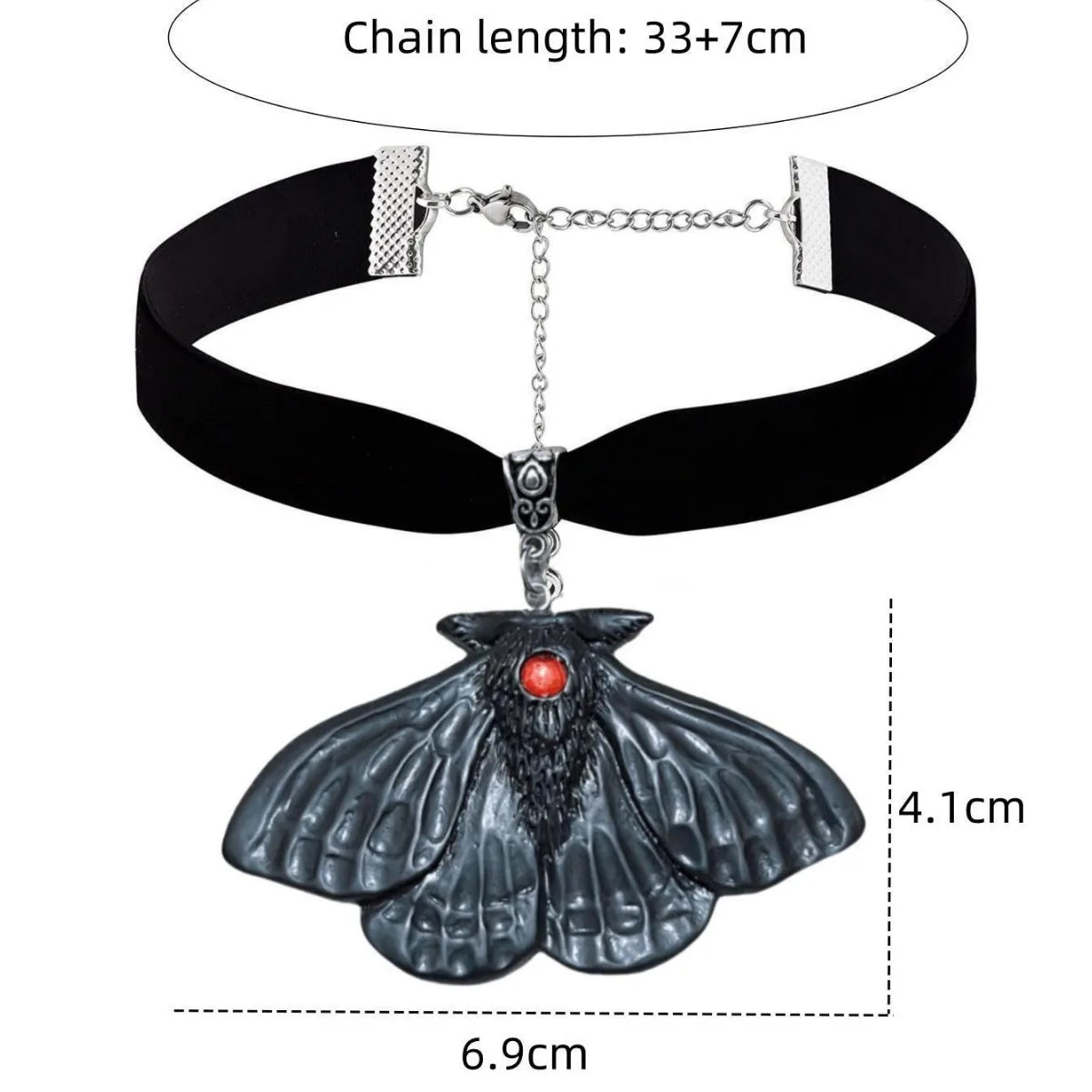 Large Black Moth Choker, Gothic jewelry, Y2k, Pagan, Witch accessory, Pagan, Alternative, Retro, Velvet, Moth Necklace For Women