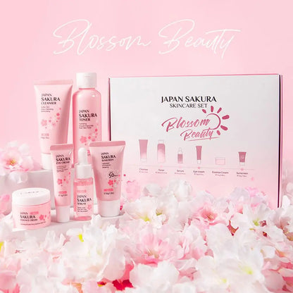 6pcs/Set Sakura Skin Care Sets Face Cream Serum Toner Facial Cleanser Sunscreen Eye Cream Face Skin Care Set Product Gift box Badiee Stylez