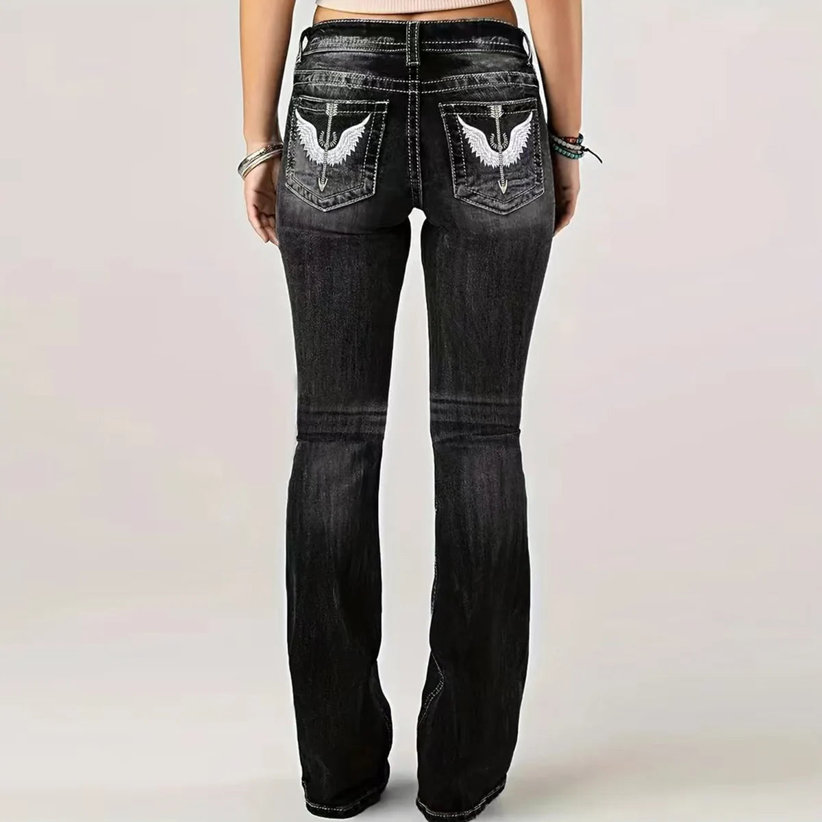 Women's simple Denim flared pants European and American style casual jeans suitable for daily travel - Badiee Stylez