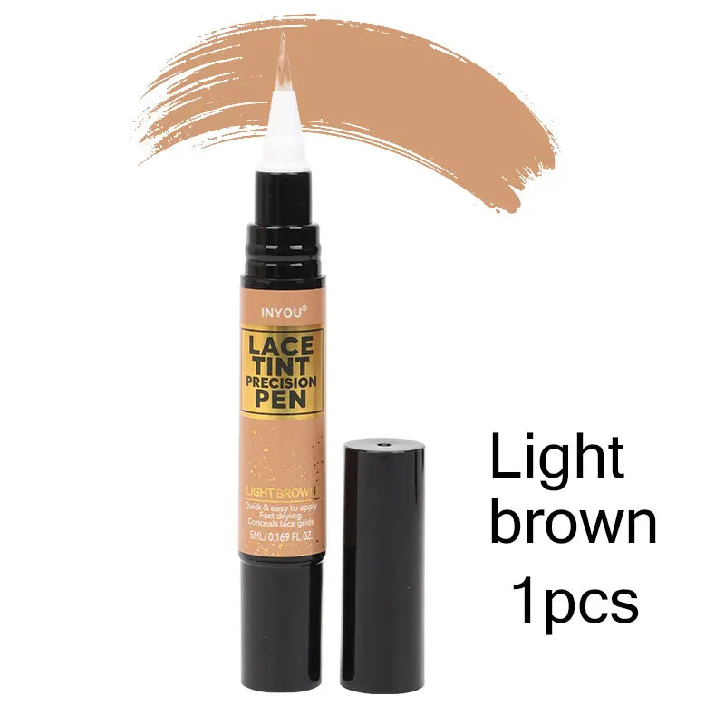 Lace Tint Pen Tinted Lace Precison Parting Pen Black Medium Dark Light Brown 5Ml 0.17Oz - Wig Lace Tint With Brush Applicatior 1pcs light brown