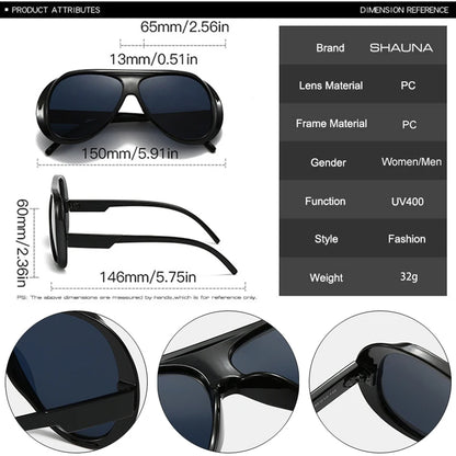 SHAUNA Fashion Oversized Pilot Men Sunglasses Retro Gradient Mirror Shades UV400 Women Sun Glasses