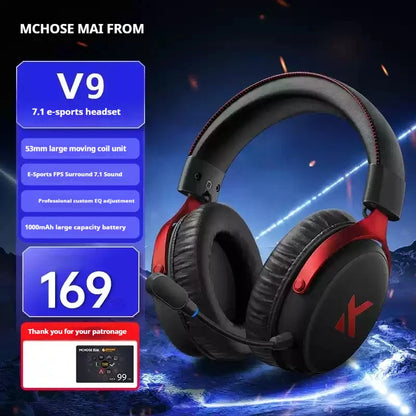 MCHOSE V9 pro Wireless Bluetooth Headset Low Delay Three Mode Microphone Noise Reduction Dynamic Sound for Office And Gaming Badiee Stylez