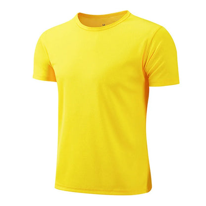1pcs Men T-Shirts Running Shirt Boys Soccer Shirts Men's Jersey Sportswear Mens Jogging Quick Dry Compression Fitness Top clothe Yellow Pack of 1