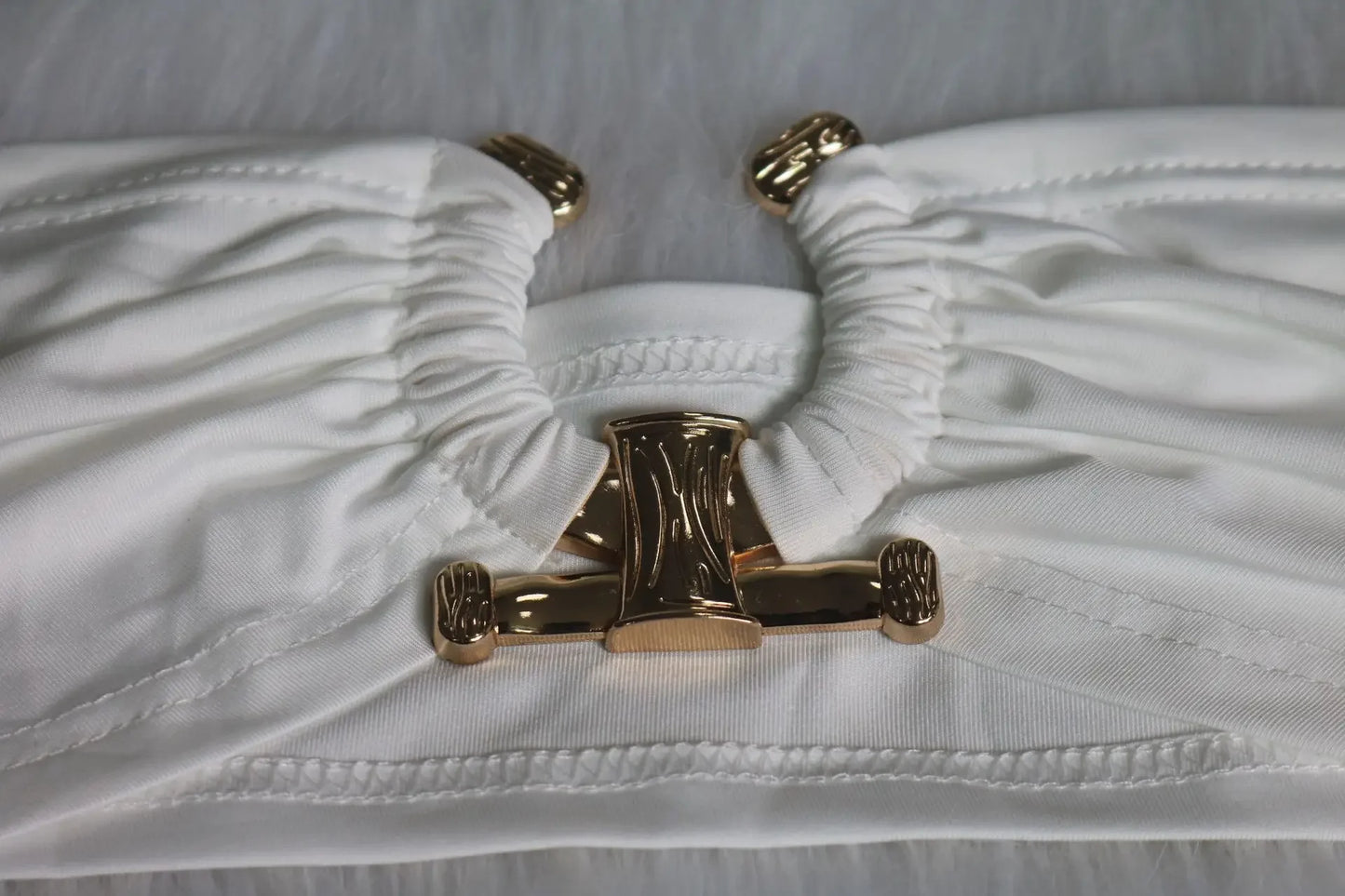 New Chic Gold Ring Bandeau Slit Skirt Two-Piece Set Womens Beautiful Off Shoulder Matching Skirt Set Nightclub Outfits Badiee Stylez