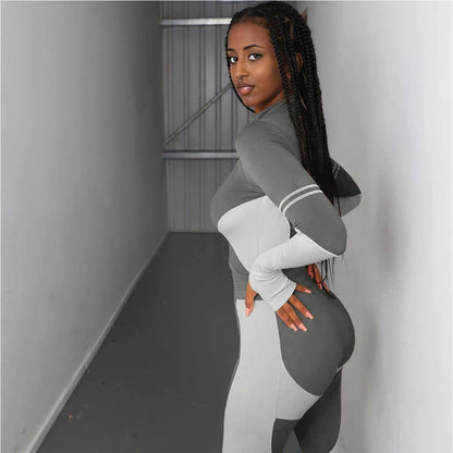 Y2K Color Matching Women'S Set Sweatsuit Two Piece Outfits Ladies' Standing Collar Sports Suit Slim Fit Long Sleeved Long Pants Badiee Stylez