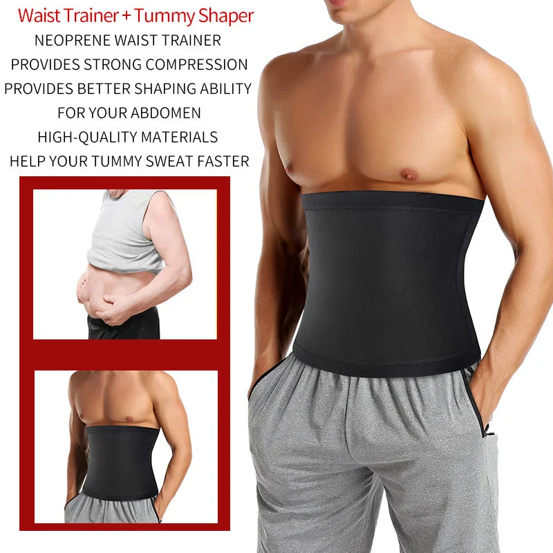 Men‘s Abdomen Reducer Sauna Body Shaper Fitness Sweat Trimmer Belt Waist Trainer Belly Slimming Shapewear Waist Trainer Corset
