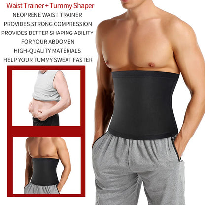Men‘s Abdomen Reducer Sauna Body Shaper Fitness Sweat Trimmer Belt Waist Trainer Belly Slimming Shapewear Waist Trainer Corset