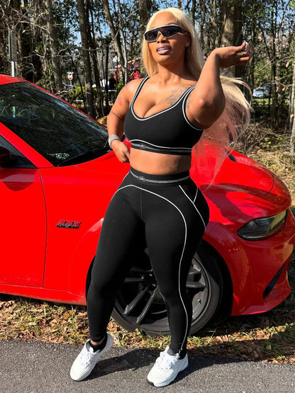 Fitness Women 2 Piece Set Sleeveless Tank Top Skinny Jogging Pants Matching Set 2025 Summer Popular Streetwear Sporty Tracksuits