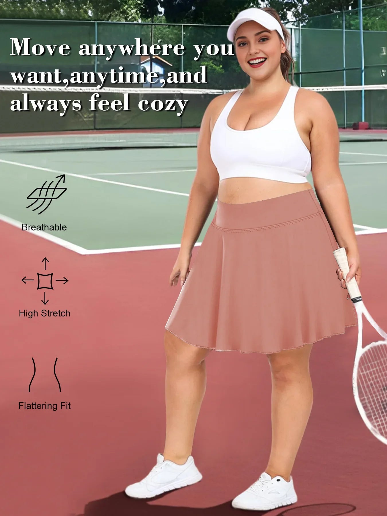 Plus Size Women with Pocket Short Skirt Fitness Short Skirt High Waist Fashion 200lbs Sports Short Skirt Gym Outdoor Solid Skirt