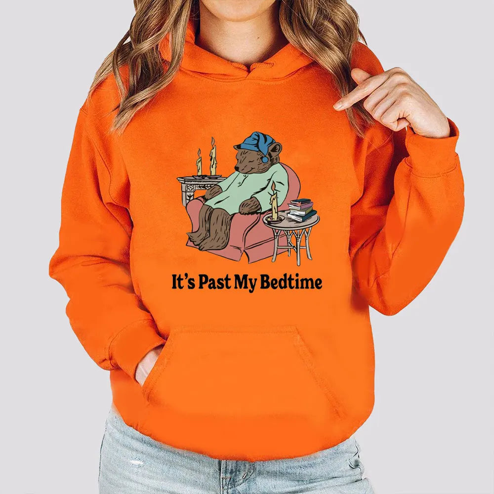 It's Past My Bedtime Sweatshirt Funny Sleppy Bear Hoodie Funny Bear Meme Unisex Hooded Gift for Her Funny Saying Tops