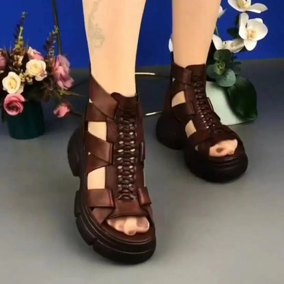 Summer Breathable Shoes for Women Nightclub Soft Fur Straps Casual Thick Sole Shoe Thick High Heels Soft Sole Women's Sandals