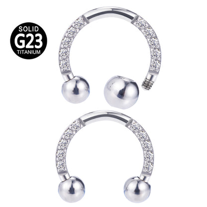 G23 Titanium CZ Paved Horseshoe Ball Piercing Nose Septum Ear Cartilage Tragus Earring Lip Nipple Eyebrow Rings PIERC Jewelry